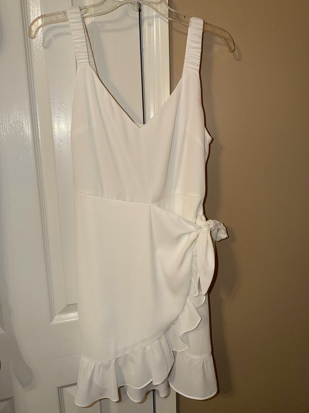 Altar’d State White Ruffle Wrap Mini Dress